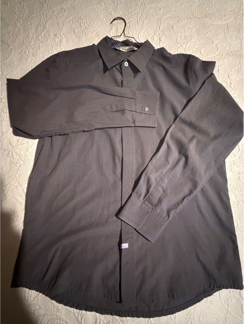 TravisMathew Men's Long Sleeve Button-Up Shirt Large Gray